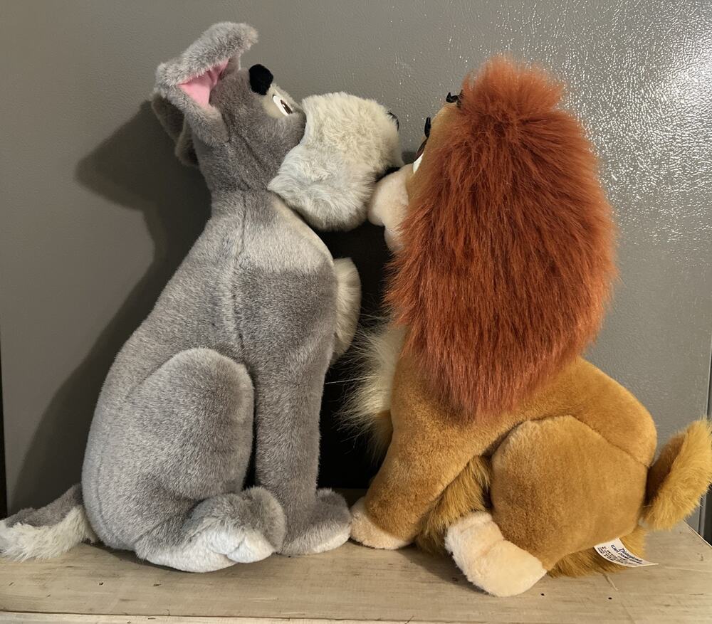 Disneyland Walt Disney World VINTAGE Lady & The Tramp 16" Plush RARE Set